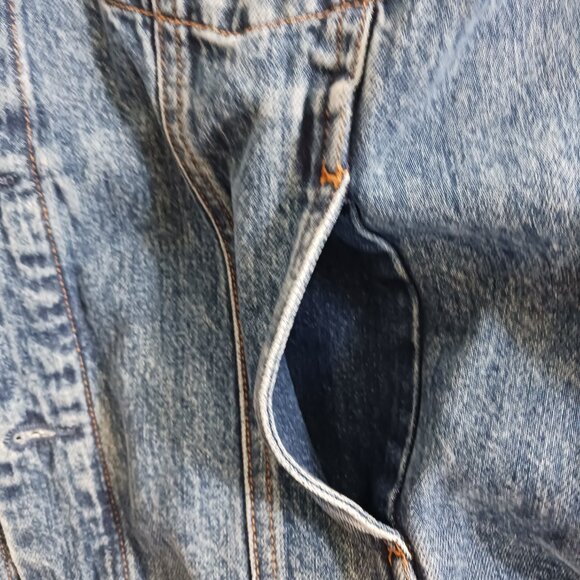 Calvin Klein Jeans Denim Jacket Mountain Embroidered Logo Size S Y2K Western - Picture 4 of 8